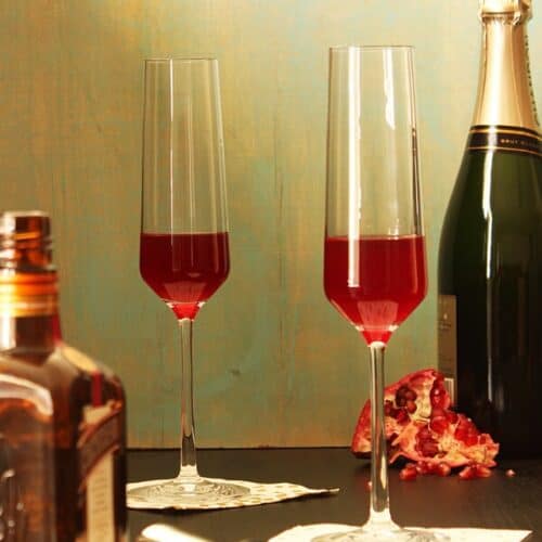 Orange Pomegranate Sparkling Cocktail with Ingredients