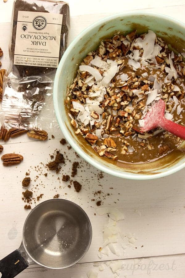 Dream Bar-Batter with Coconut and Pecans