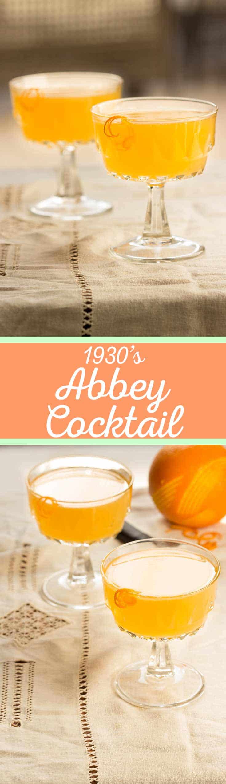 The Abbey Cocktail - A strong, slightly bitter, yet perfectly balanced vintage cocktail from The Savoy Cocktail Book is a fantastic drink to serve at your next vintage themed party! #zestyrecipe #vintagerecipe