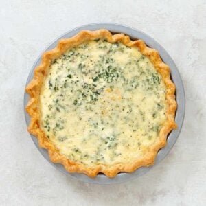 Quiche in a metal pie pan