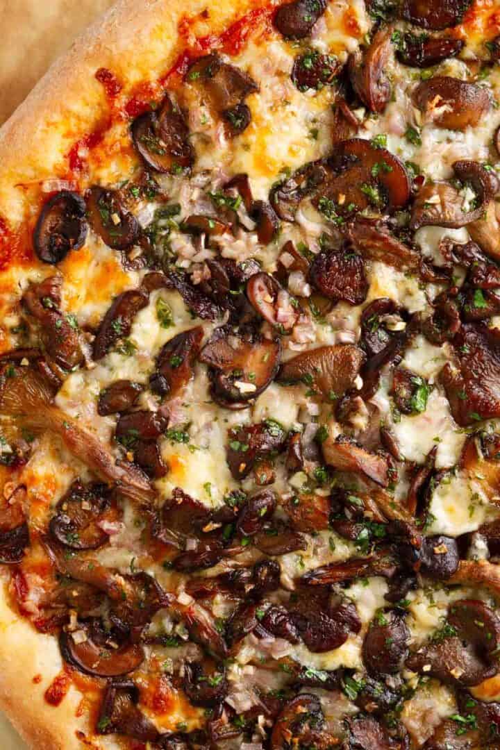 Double Mushroom Pizza w/ Red Sauce & Garlic - Cup of Zest